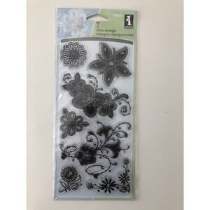 INKADINKADO clear stamps GEM STONE FLOWERS daisy dahlia sunflower